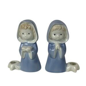 Vintage Biedermann Japan Praying Singing Figurines Mini Candle Holders Ceramic